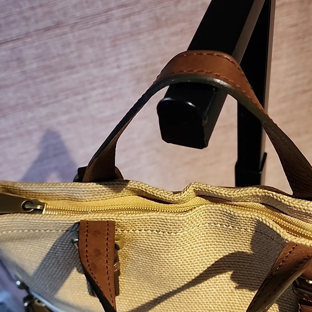 FOSSIL BURLAP AND LEATHER BAG - Picture 4 of 6